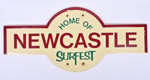 NSW RAILWAYS: A NEWCASTLE station target sign, moulded fibreglass, final design before station closed, 56 x 122cm