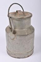 MALLEYS: A galvanised tin cream can by Malley's, including lid, 27cm high