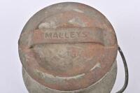 MALLEYS: A galvanised tin cream can by Malley's, including lid, 27cm high - 2