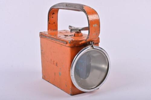 TASMANIAN GOVERNMENT RAILWAYS: A T.G.R. embossed battery operated guards and shunters lamp, 19cm high, 10cm wide, 17cm deep