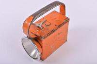 TASMANIAN GOVERNMENT RAILWAYS: A T.G.R. embossed battery operated guards and shunters lamp, 19cm high, 10cm wide, 17cm deep - 2