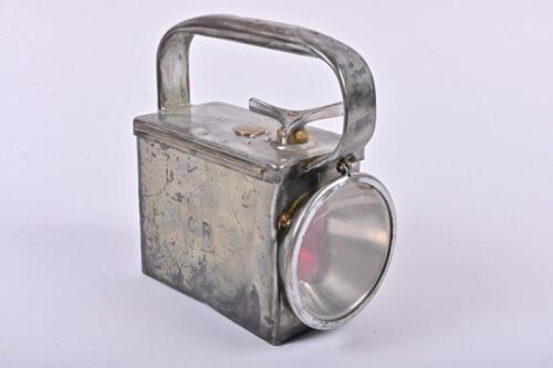 COMMONWEALTH RAILWAYS: A C.R. embossed battery operated guards and shunters lamp, 19cm high, 10cm wide, 17cm deep