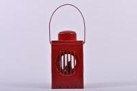WORKS LAMP: A red painted works warning lamp with internal burner, 26cm high