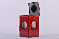 WORKS LAMP: A red painted works warning lamp with internal burner, 26cm high - 2