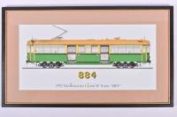 W CLASS: A print of W Class Tram 884, framed and glazed, 31 x 53cm overall