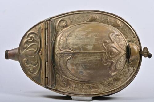 VICTORIAN RAILWAYS: An Art Nouveau brass pull down hand basin from wooden bodied carriage, circa 1920, 75cm high, 46cm wide, 18cm deep