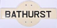 NSW RAILWAYS: A BATHURST station target sign, moulded concrete sheet, 61cm high, 129cm wide, 3cm deep