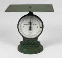 SALTER: A circa 1920 Salter 'Improved Parcel Balance' cast iron parcel scale, with porcelain enamel dial, 35cm high