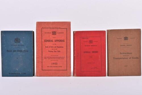VICTORIAN RAILWAYS: A set of four manuals, General Orders 1968, General Appendix 1953, Rules & Regulations 1966, Transportation of Goods 1959