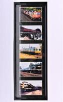 VICTORIAN TRAINS: Five framed photos of Victorian trains, 61 x 21cm