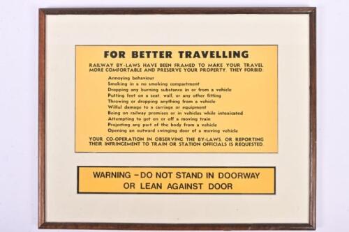 VICTORIAN RAILWAYS: A 'For Better Travelling' sign, framed and glazed, 29.5 x 37cm