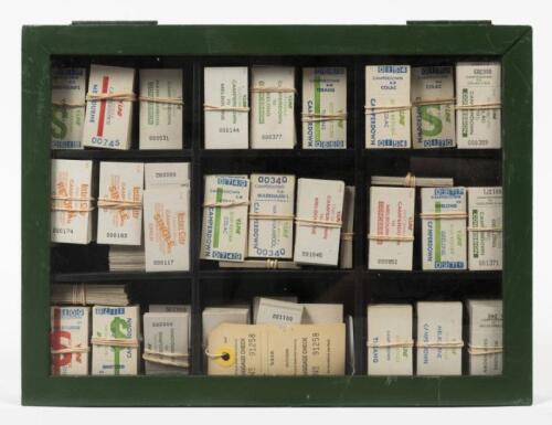 V/LINE: A green painted wooden box of EDMONDSON Tickets, all undated, Warrnambool Line with emphasis on Camperdown