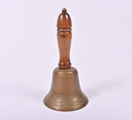 STATION BELL: A brass station masters bell, 20cm high