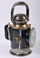 BRITISH RAILWAYS: A circa 1920s guards oil lamp complete with kerosene burner, 30cm high