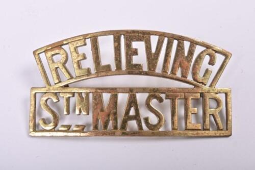 VICTORIAN RAILWAYS: A brass cap badge for 'Relieving Station Master'