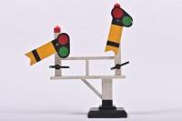 QUADRANT SIGNAL: A scratch built wooden toy of bracket post two lower quadrant signals