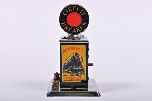 LIONEL: A Lionel metal electric circuit breaker, 12cm high
