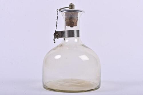 NSW RAILWAYS: A glass train decanter etched P.T.C. N.S.W., 23cm high