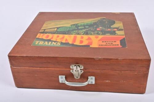 MECCANO: A Hornby Trains pressed tin toy train set in original wooden box