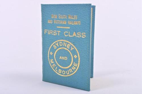 NSW & V RAILWAYS: A NSW and Victorian First Class Half-Yearly Season pass for use between Melbourne and Sydney, issued 1955
