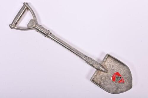 TOY SPADE: A toy metal spade from Zeehan Tasmania, 18cm long