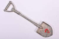 TOY SPADE: A toy metal spade from Zeehan Tasmania, 18cm long