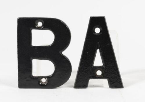NSW RAILWAYS: Original cast iron letters A and B for signalling ground frames, each 10cm high