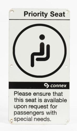 CONNEX: A Connex enamel 'Priority Seat' notice sign, 37 x 19.5cm