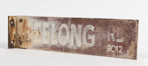 An original GEELONG RD. painted plate steel street sign, 13 x 50cm