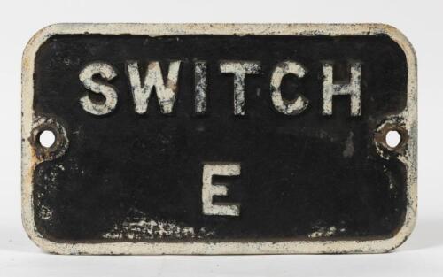 NSW RAILWAYS: An original cast iron 'Switch E' plaque, 22 x 38cm