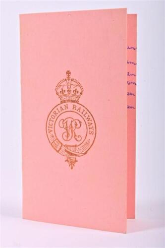 VICTORIAN RAILWAYS: A card pass ticket for travel by special train to Echuca in 1972 for Tahbilk Winery