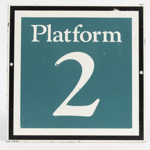 PLATFORM SIGN: An aluminium plate 'Platform 2' sign from metropolitan Melbourne, 35cm square