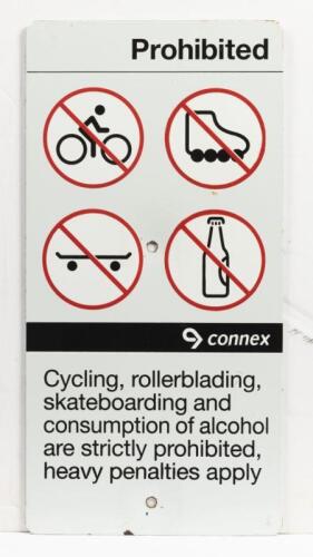 CONNEX: A Connex porcelain enamel 'Prohibited' warning sign, 60 x 30cm