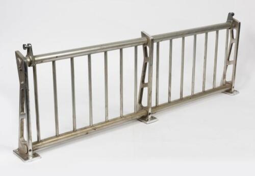 LUGGAGE RACK: A steel luggage rack from country steel bodied railway carriage, 9cm high. 99cm wide, 33cm deep