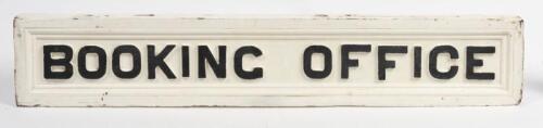 NSW RAILWAYS: An original wooden station sign with cast iron letters 'Booking Office', 20 x 112cm