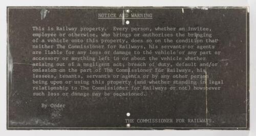 WARNING NOTICE: An aluminium sheet warning notice, 31.5 x 60cm