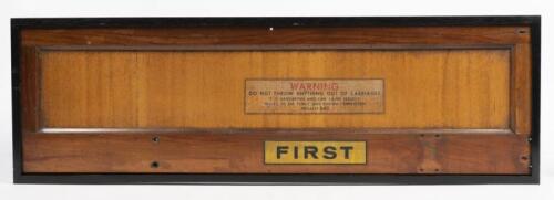 NSW RAILWAYS: A framed wood panel from a first class carriage of wooden bodied carriage, 34 x 106.5cm