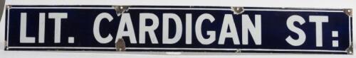 STREET SIGN: An original LIT. CARDIGAN ST. enamel street sign, 116 x 15cm