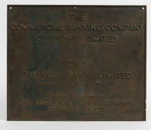 COMMONWEALTH BANKING COMPANY: A Commonwealth Banking Company of Sydney bronze plaque, 38 x 46cm