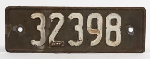 NSW RAILWAYS: A pressed steel wagon number plate, 12 x 36cm