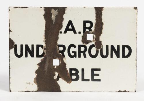 SOUTH AUSTRALIAN RAILWAYS: An original porcelain enamel cable warning sign, 13 x 19cm