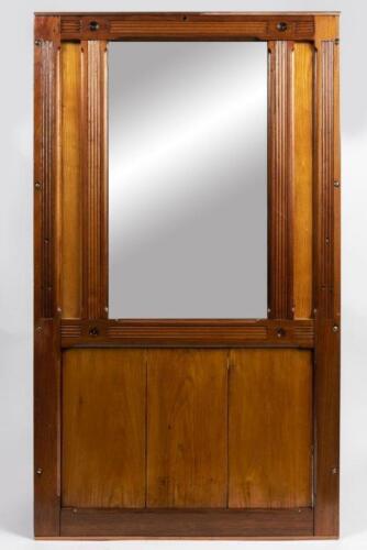 VICTORIAN RAILWAYS: A restored large wooden mirror panel from a wooden bodied carriage, 125 x 72cm