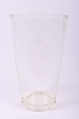 VICTORIAN RAILWAYS: A VR broad arrow etched ensignia pot glass