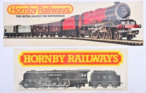 HORNBY: Two Hornby card point of sale banners, the largest 24x 74.5cm