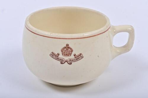 VICTORIAN RAILWAYS: A ceramic cup marked with a Victorian Railways crest