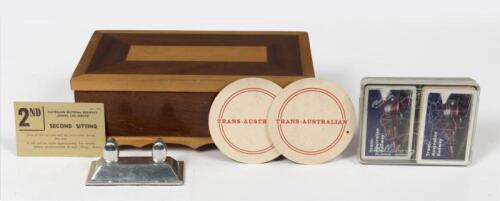 TRANS-AUSTRALIAN RAILWAY: A collection of table setting items with an emphasis on the Trans-Australian Railway, in timber box