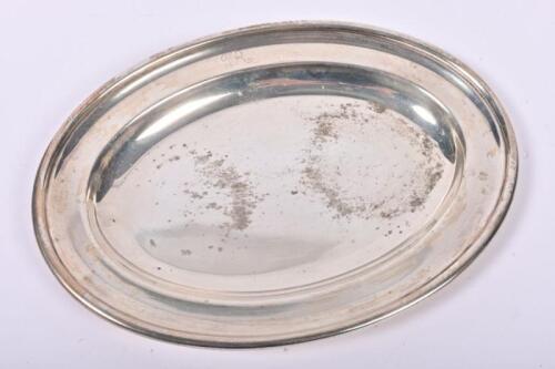 VICTORIAN RAILWAYS: A silver plate 'Boomerang Plate' by Stokes & Sons with Victorian Railways stamped to base and engraved VR to rim, 23.5cm at the widest