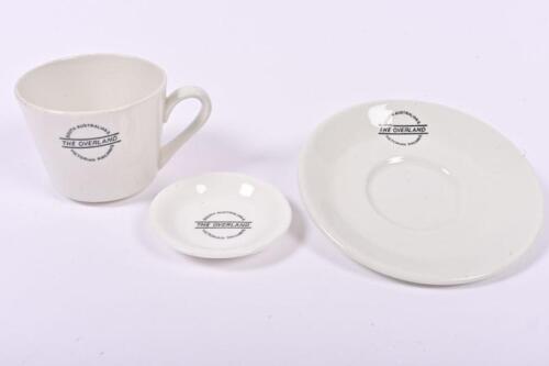 SOUTH AUSTRALIA & VICTORIAN RAILWAYS: A ceramic tea cup and saucer with The Overland insignia
