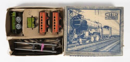METTOY: A Mettoy Playthings 'Passenger Train Set, No 5337' push train set, comprising a locomotive and tender, carriages and trackwork, in original box