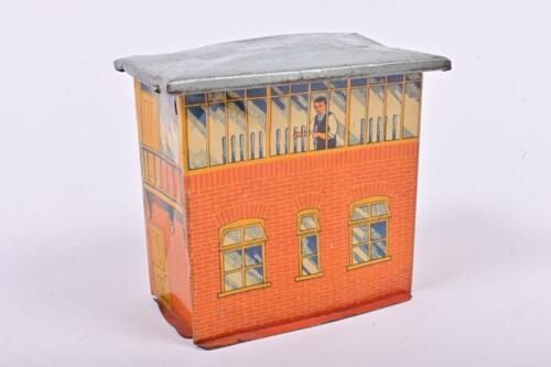 TIN TOYS: A toy tin signal box for model railway